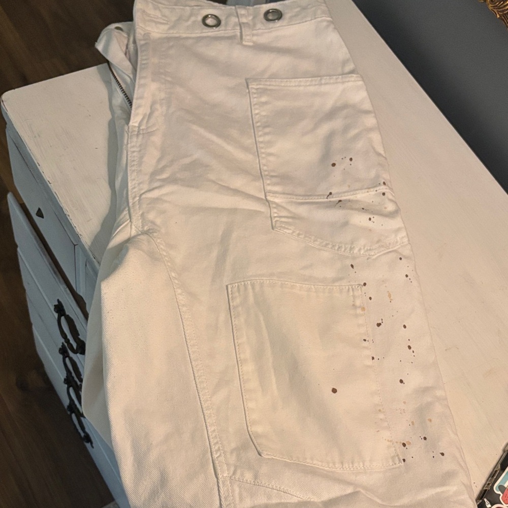 Wide Leg Cream Jeans